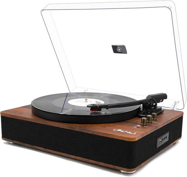 LP&NO.1 Record Player Wireless Turntable with Built-in Speakers and USB Play&Rec