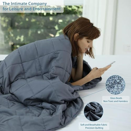 Weighted Idea Weighted Blanket for Adults (Dark Grey,60"x80",15lbs) Cooling Brea