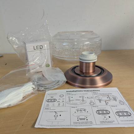 KnLnny Ware Bronze Flush Mount Ceiling Light with Classical Glass Shade, Ceiling