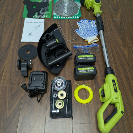 Incomplete — LAYUNI 21V Brushless Cordless Weed Wacker, 4-in-1 Trimmer & Edger