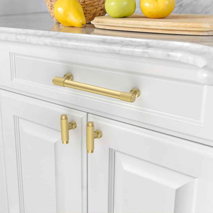 Amerdeco 8 Pack Brushed Gold Knurled Cabinet Knobs Kitchen Cabinet Pulls for Dra