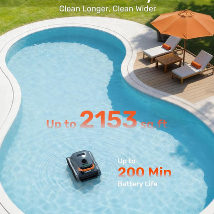 Gosvor LiteVac G1 Pool Vacuum Robot (2026), Wall, Waterline & Platform Cleaning, 200 Min Runtime, App Control, 15.2 lb