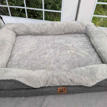 EHEYCIGA Memory Foam Dog Bed for Large Sized, Orthopedic Dog Sofa with Sides and