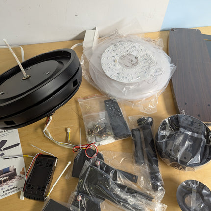 52 Inch Ceiling Fans with Lights and Remote,Black Outdoor Ceiling Fans with Dimm