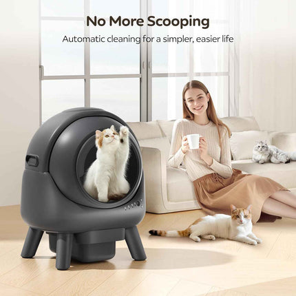 Beokeo Self-Cleaning Litter Box for Multiple Cats, Smart App-Controlled with Hea