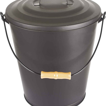 Pleasant Hearth 614 Fireplace Ash Bucket with Lid, Black