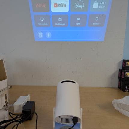 Kimwood Projector with Upgraded HiFi Speaker, [Built-in Apps] 1080P Mini Portabl