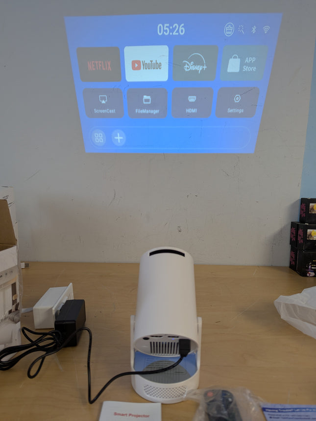 Kimwood Projector with Upgraded HiFi Speaker, [Built-in Apps] 1080P Mini Portabl