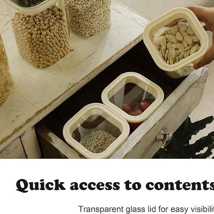 CozNido 12pcs Square Pantry Glass Jars with Clear Airtight Lids Kitchen Canister