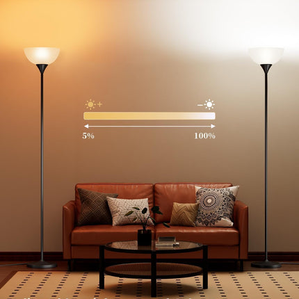 Luckystyle Torchiere Floor Lamp,1200LM Super Bright Dimmable Standing Lamp with