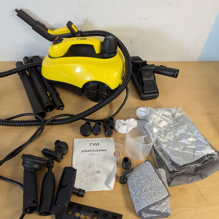TVD Steam Cleaner for Home, 5-Bar with 1.5L Tank & 26 Accessories, 320°F Chemical-Free Deep Cleaning, 1800W, Yellow