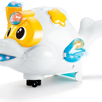 Baby Fish Musical Crawling Toy with Lights, Sounds, Blowing Ball, Infant Sensory