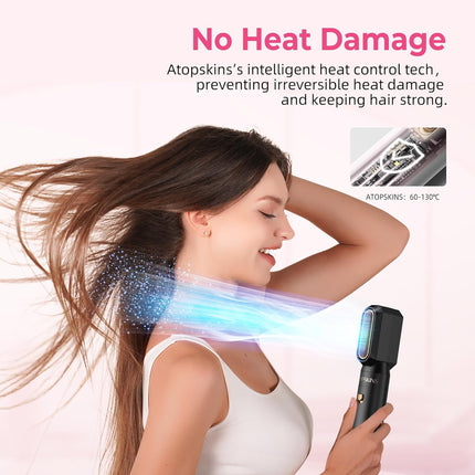 Atopskins 6 in 1 Hair Dryer Brush, Detachable Air Styler, 3 Heat Settings Blow D