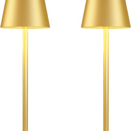 2 Pack Gold Rechargeable Table Lamps,Cordless Lamp with 6000mAh Battery Operated
