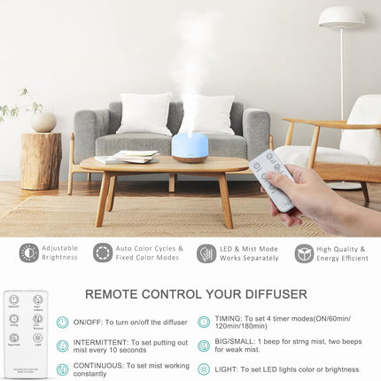 ASAKUKI 500ml Essential Oil Diffuser, 5 in 1 Premium Ultrasonic Aromatherapy Fra