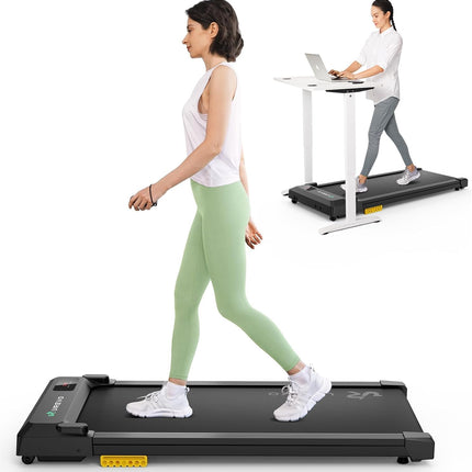 UREVO 2-in-1 Under Desk Walking Pad Treadmill, 4 MPH with 2.5 HP 40 dB Quiet Motor, App Control and 265 lb Capacity