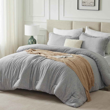 CozyLux Twin Comforter Set Dorm Bedding, 2 Pieces Light Grey Twin Extra Long Sof