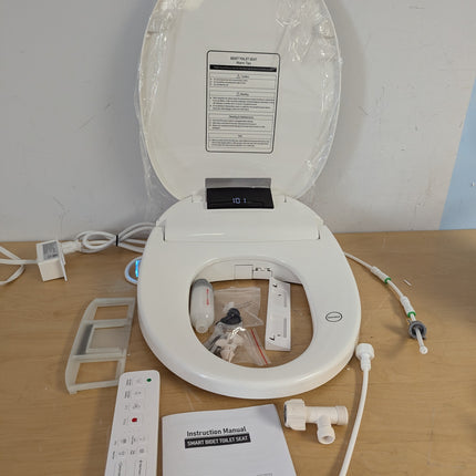 WLJBIDET O80KR Round Bidet Toilet Seat with Warm Water Wash & Air Drying, Heated Seat, Remote & Nightlight