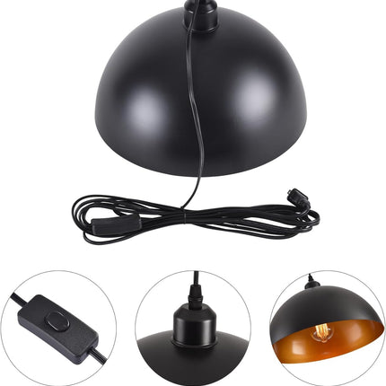 Plug in Pendant Light, 2 Pack Industrial Hanging Lamp with Golden Finish Inside