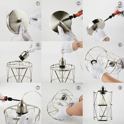 SHENGQINGTOP Modern Mini Pendant Light with Clear Glass, Brushed Nickel Transiti