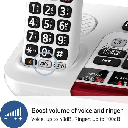 PANASONIC KX-TGM420W Amplified Cordless Phone with Digital Answering Machine, 1