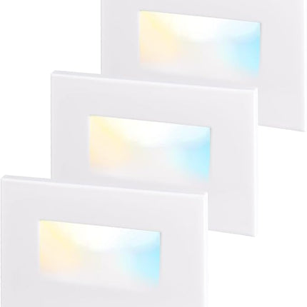LEONLITE White 5CCT 120V LED Step Lights, 3.5W 150LM 5%-100% Dimmable Horizontal
