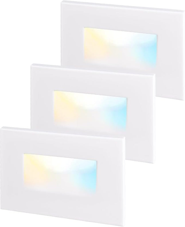 LEONLITE White 5CCT 120V LED Step Lights, 3.5W 150LM 5%-100% Dimmable Horizontal