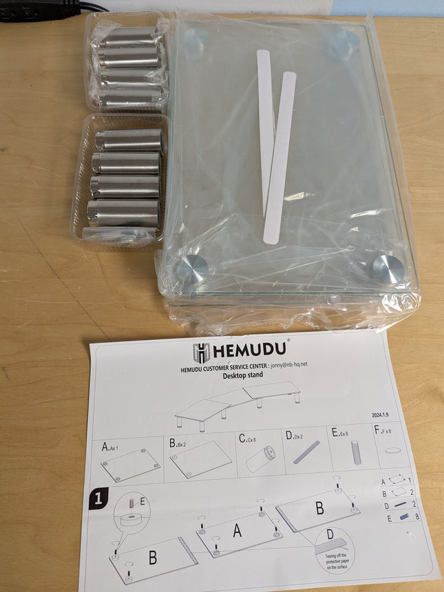 Hemudu Dual Monitor Stand -Adjustable Length and Angle Dual Monitor Riser, Compu