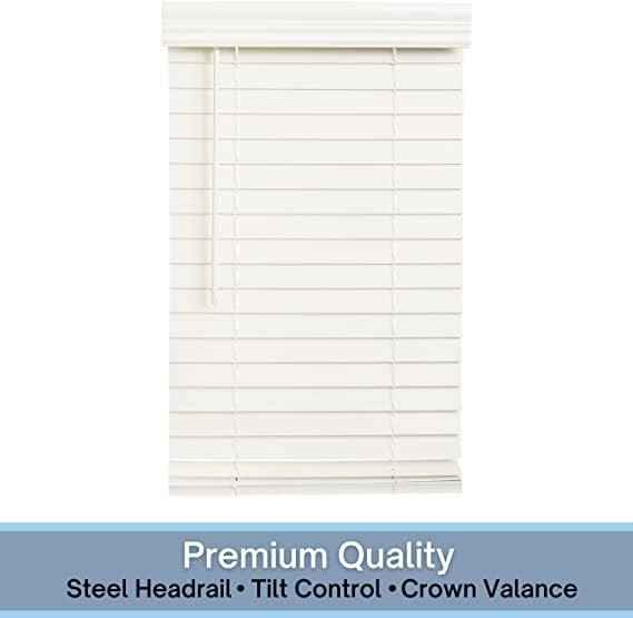 LOTUS & WINDOWARE Cordless 2-inchFaux Wood Blind 23" Wide x 36" Long,(Soft White