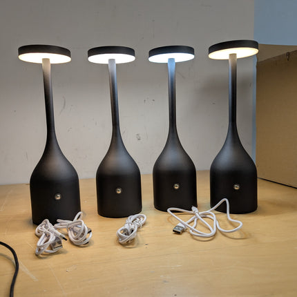 YINDUZ Cordless Table Lamps Set of 4 Black - 3CCT Stepless Dimming, Portable & W