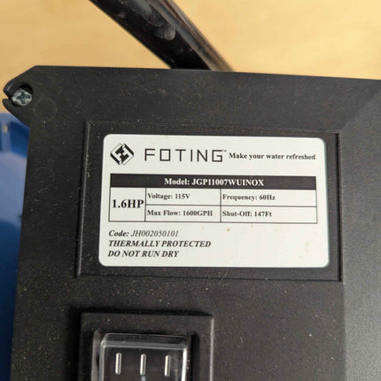 FOTING 1.6HP Shallow Well Pump, 1215GPH 115V Portable Garden Pumps, Stainless St