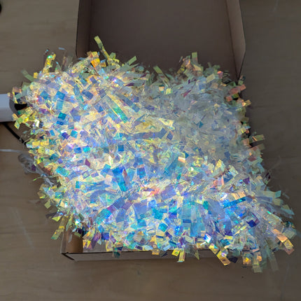 Christmas Tinsel Garland with Lights Iridescent Metallic Foil Garland 16.4FT USB