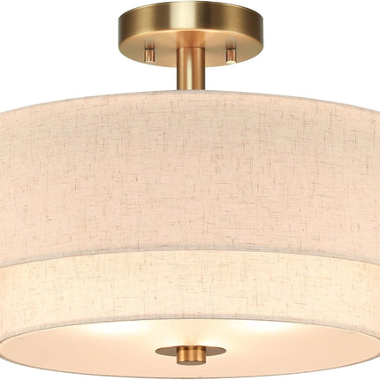(INCOMPLETE) XiNBEi 16 Inch Semi Flush Mount Ceiling Light, 3-Light Brass