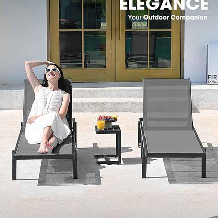 Aluminum Chaise Lounge Chair Outdoor with Wheels, Patio Lounge Chair with Adjust