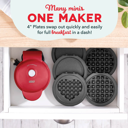 Dash Multimaker Mini System - Waffle Maker with Five 4” Removable Plates: Waffle