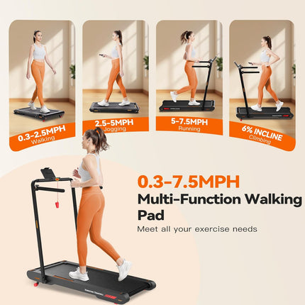 Sperax 4 in 1 Foldable Walking Vibration Pad with 6% Incline,7.5 MPH Treadmills