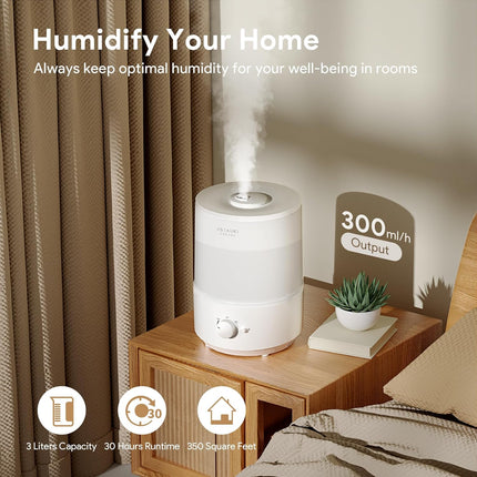 ASAKUKI Humidifiers for Bedroom, 3L Top Fill Cool Mist Air Humidifier & Aroma Di