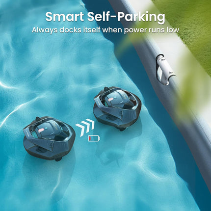 AIPER Seagull SE Cordless Robotic Pool Cleaner, 90 Minute Runtime with Dual Drive Motors, LED Indicators and Self-Parking, Grey