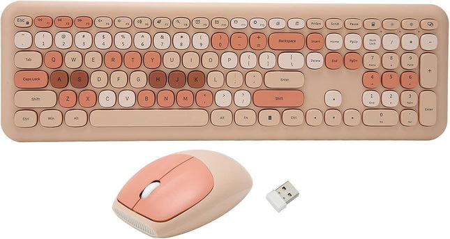 Keyboard and Mouse Combo, 2.4Ghz Gaming Keyboard and Mouse, Retro Cute Keyboard