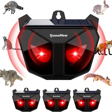 4 Pack Animal Deterrent Devices,Solar Powered Animal Repeller Outdoor with Red L