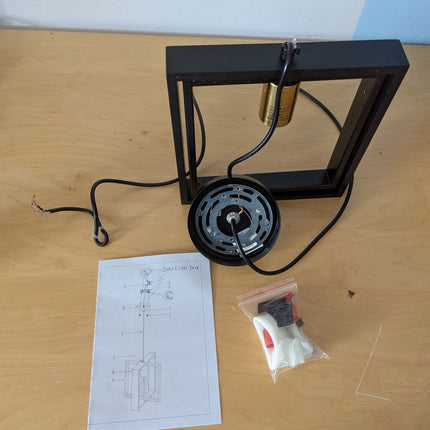 Black Farmhouse Pendant Light,1-Light Small Chandelier,Wood Dining Room Light Fi