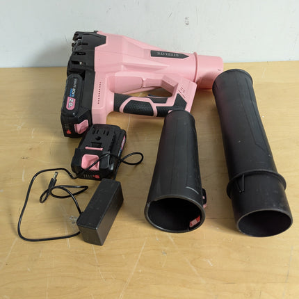 STEELITE 21V Cordless Leaf Blower, 150 MPH 600 CFM Airflow, 6-Speed, Lightweight 3.2 lb with 2 Batteries & Charger, Pink