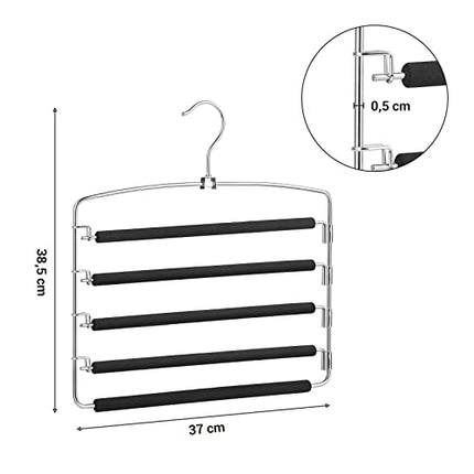 SONGMICS Trouser Hanger, Set of 3 Metal Clothes Hangers, Multiple Levels, Space