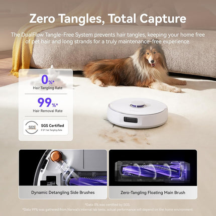 NARWAL Freo X10 Pro Robot Vacuum and Mop Combo, 11,000Pa Suction,DualFlow Tangle