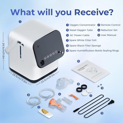 Oxygen Concentrator for Home & Travel Use - Touch Screen Control, Adjustable Flo