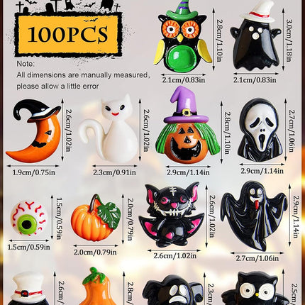 100PCS Halloween Slime Charms, Kalolary Halloween Resin Flatback Charms Kawaii H