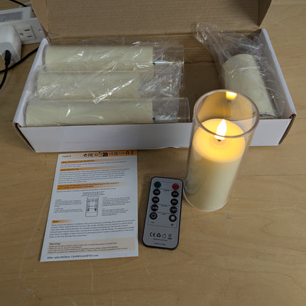 Yeelida Acrylic Flameless Flickering Candles with Remote Control and Timer, Batt