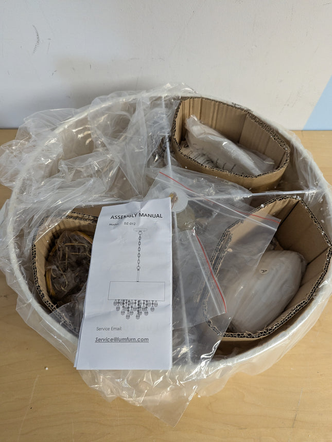 LumFurn 4-Light Capiz Shell Drum Crystal Chandeliers, Perfect Light Fixture for