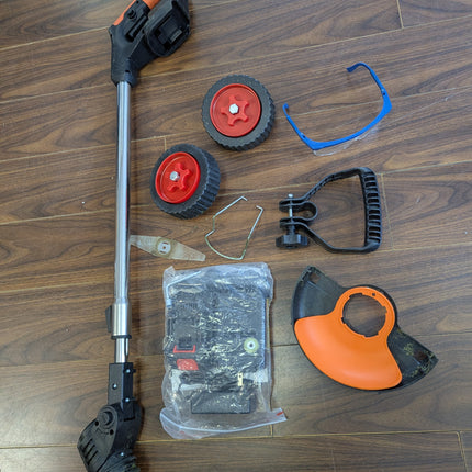 FISIYINDZ Cordless Electric Weed Wacker 21V with 2x 2000mAh Batteries, 3-in-1 Grass Trimmer & Edger (Only 1 Steel Blade)