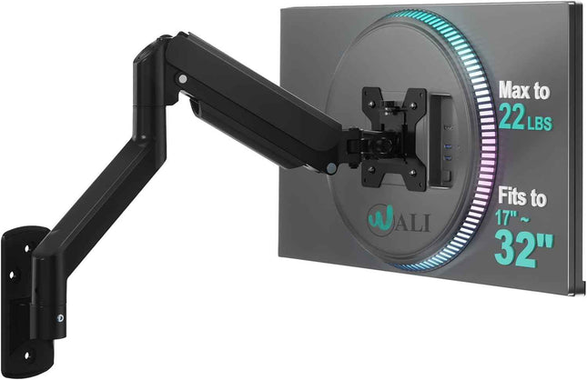 WALI Computer Monitor Wall Mount for 17 to 32 Inch Screens, Single Monitors Moun